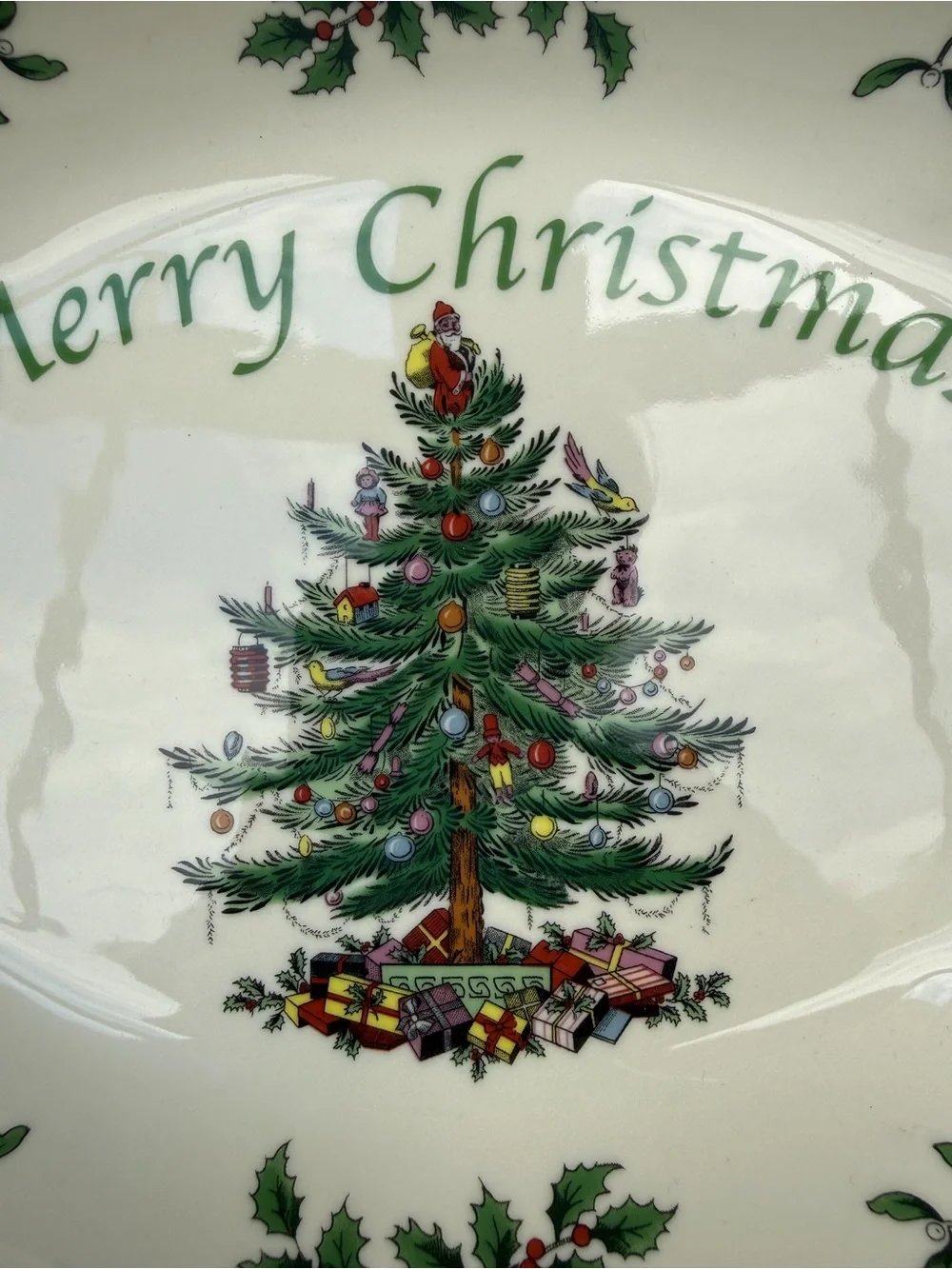 Spode Christmas Tree Merry Christmas Oval Serving Bowl Holiday Serving Bowl